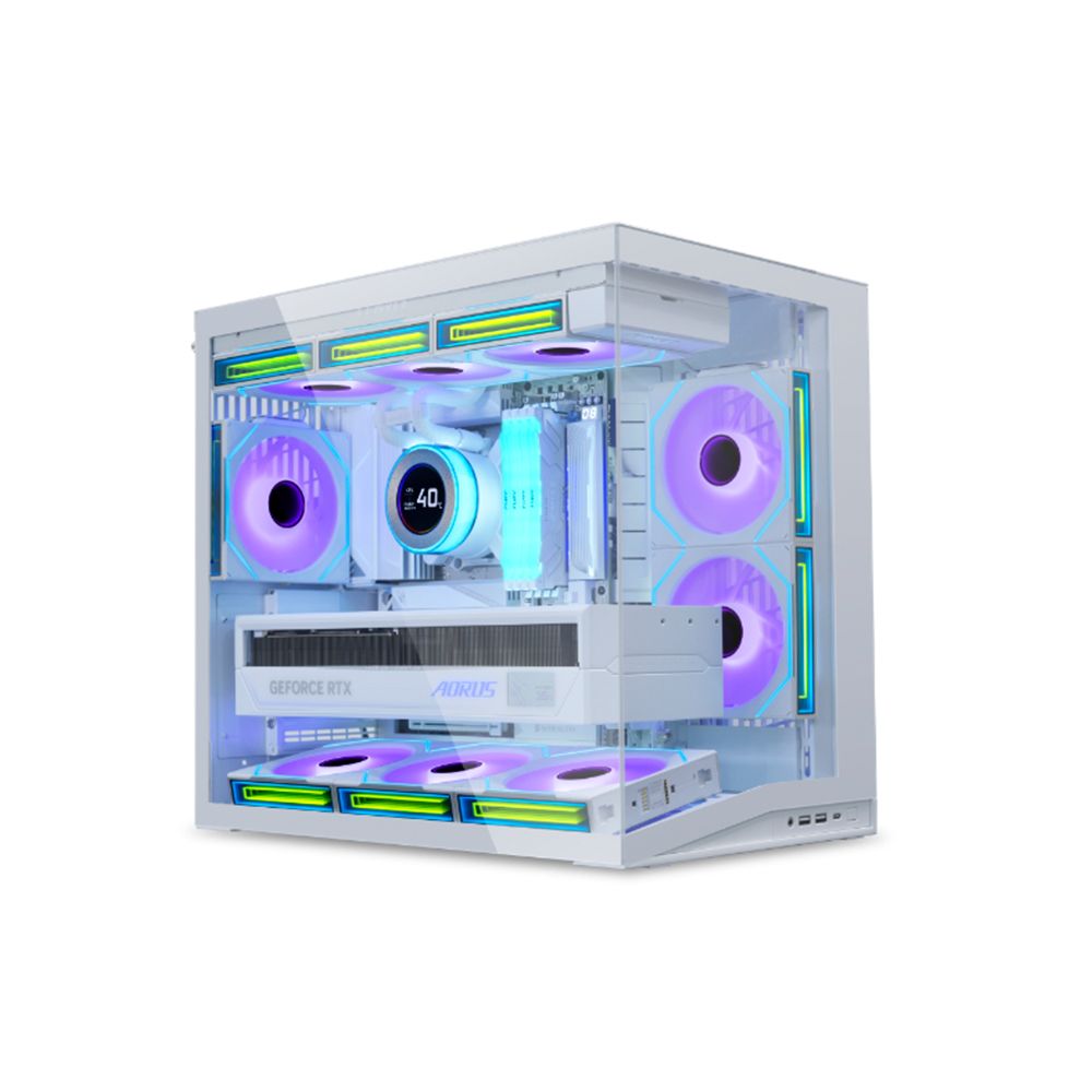 Vỏ case Lian Li O11D mini V2 Flow Black - White ( Sẵn 5 FAN không led)