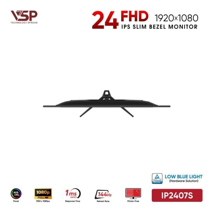 Màn Hình Gaming VSP IP2407S Đen (24inch / ADS-IPS / FHD / 144Hz / 1ms / TUV Certified)