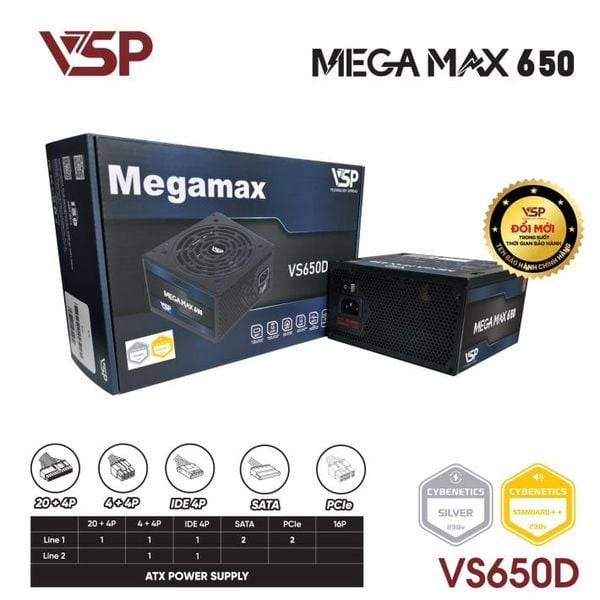  Bộ nguồn máy tính ATX VSP MEGAMAX VS650D - 650W 