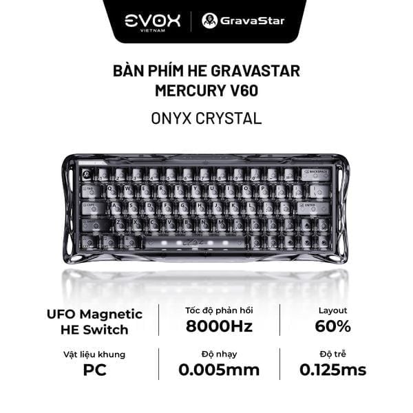  Bàn phím cơ Magnetic HE Gaming Gravastar Mercury V60 - Onyx Crystal - 