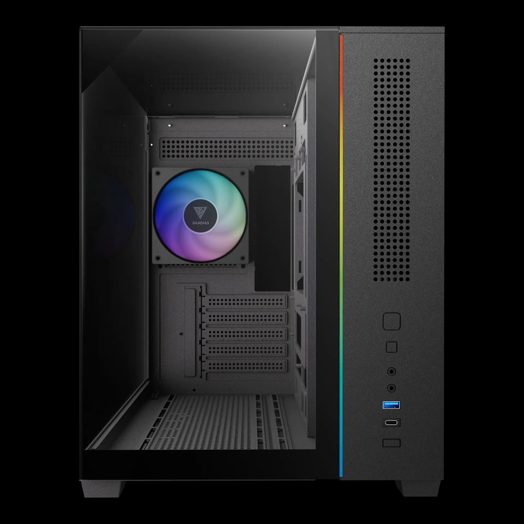 Case Gamdias ATLAS M3M (Đen/Black, sẵn 3 Fan ARGB)