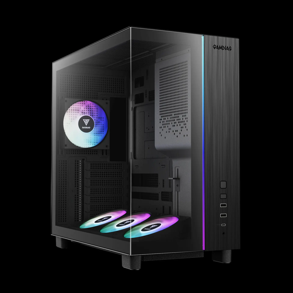  Case Máy Tính Gamdias ATLAS M4 Black (Đen/Black, sẵn 4 Fan ARGB) 