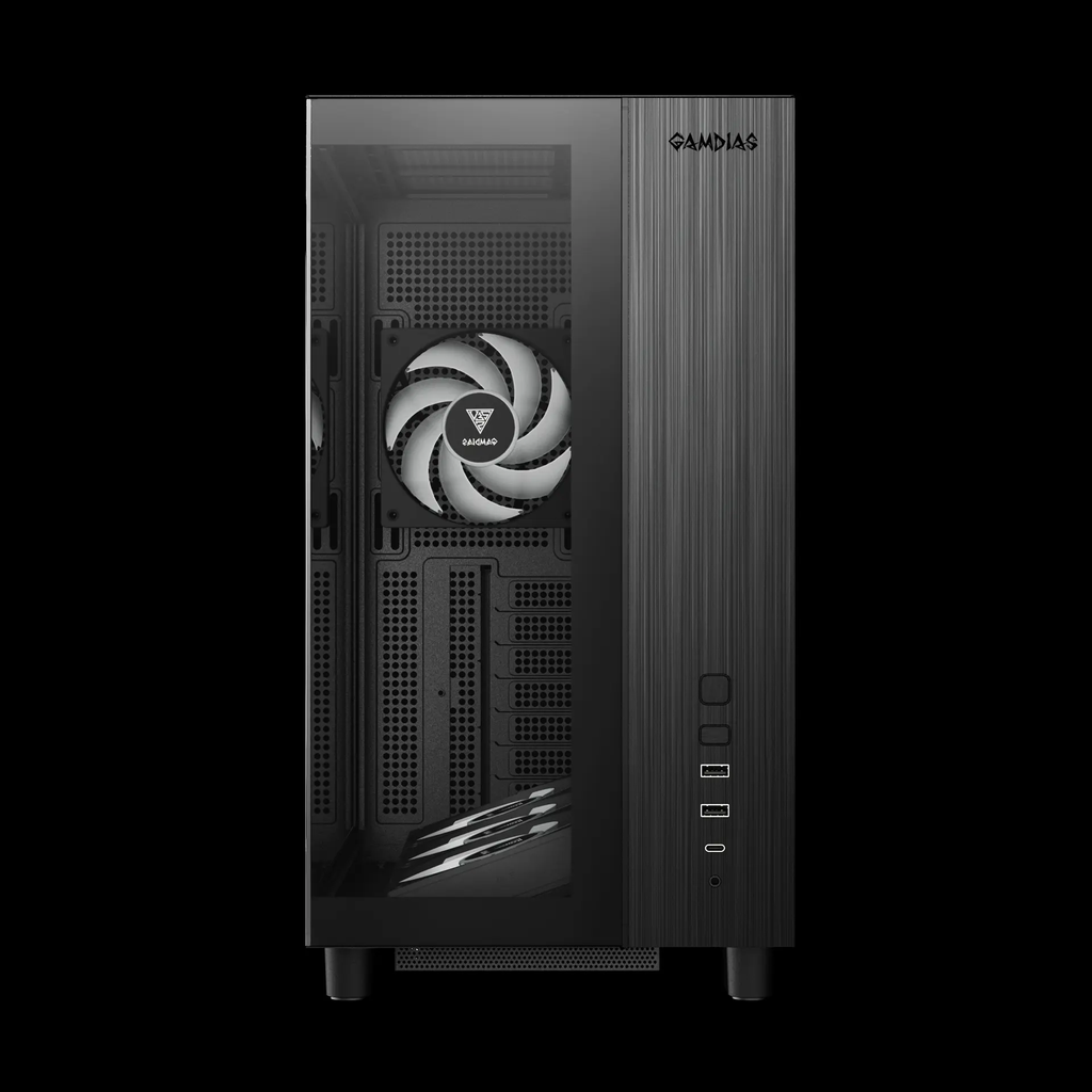 Case Máy Tính Gamdias ATLAS M4 Black (Đen/Black, sẵn 4 Fan ARGB)