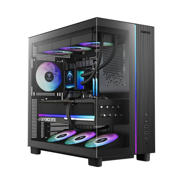  Case Máy Tính Gamdias ATLAS M4 Black (Đen/Black, sẵn 4 Fan ARGB) 