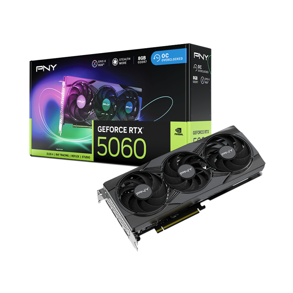 Card màn hình PNY GeForce RTX 5060 Triple Fan ARGB OC Edition 8GB GDDR7