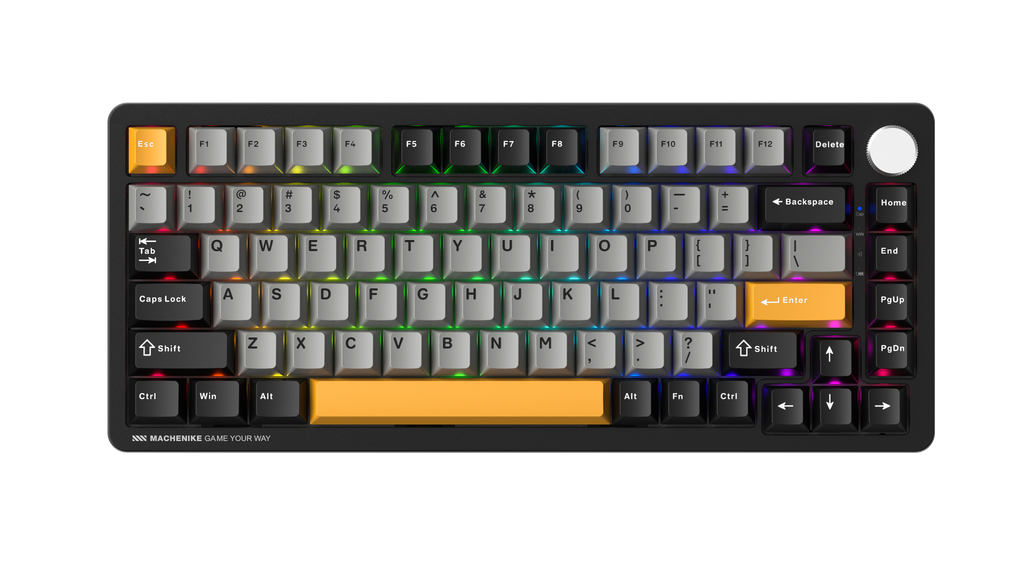 Bàn phím cơ Machenike K600-B82W Tri-mode RGB GR Silver Switch | Black - White