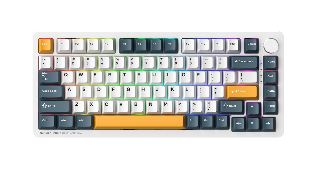 Bàn phím cơ Machenike K600-B82W Tri-mode RGB GR Silver Switch | Black - White