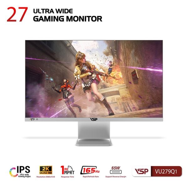  Màn hình VSP VU279Q1 27 inch 2K QHD IPS 165Hz 1ms Trắng 