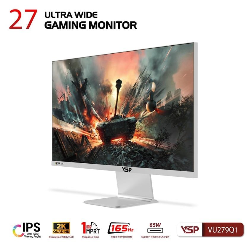 Màn hình VSP VU279Q1 27 inch 2K QHD IPS 165Hz 1ms Trắng