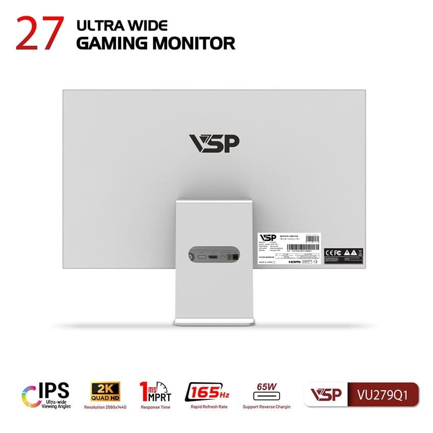 Màn hình VSP VU279Q1 27 inch 2K QHD IPS 165Hz 1ms Trắng
