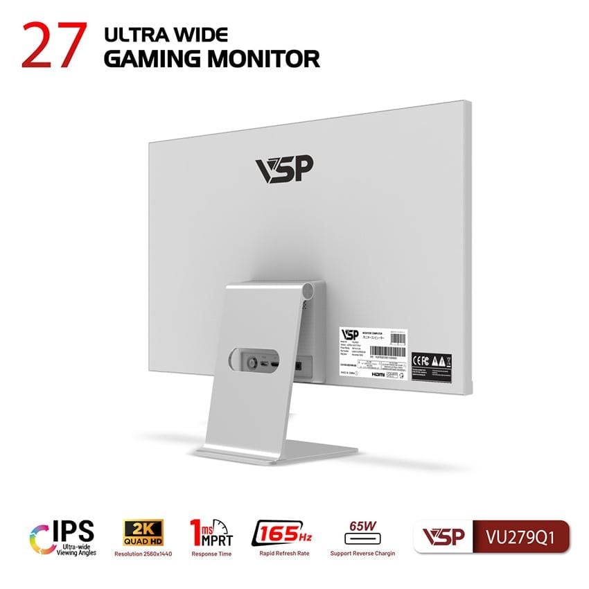 Màn hình VSP VU279Q1 27 inch 2K QHD IPS 165Hz 1ms Trắng