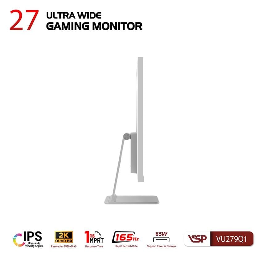 Màn hình VSP VU279Q1 27 inch 2K QHD IPS 165Hz 1ms Trắng