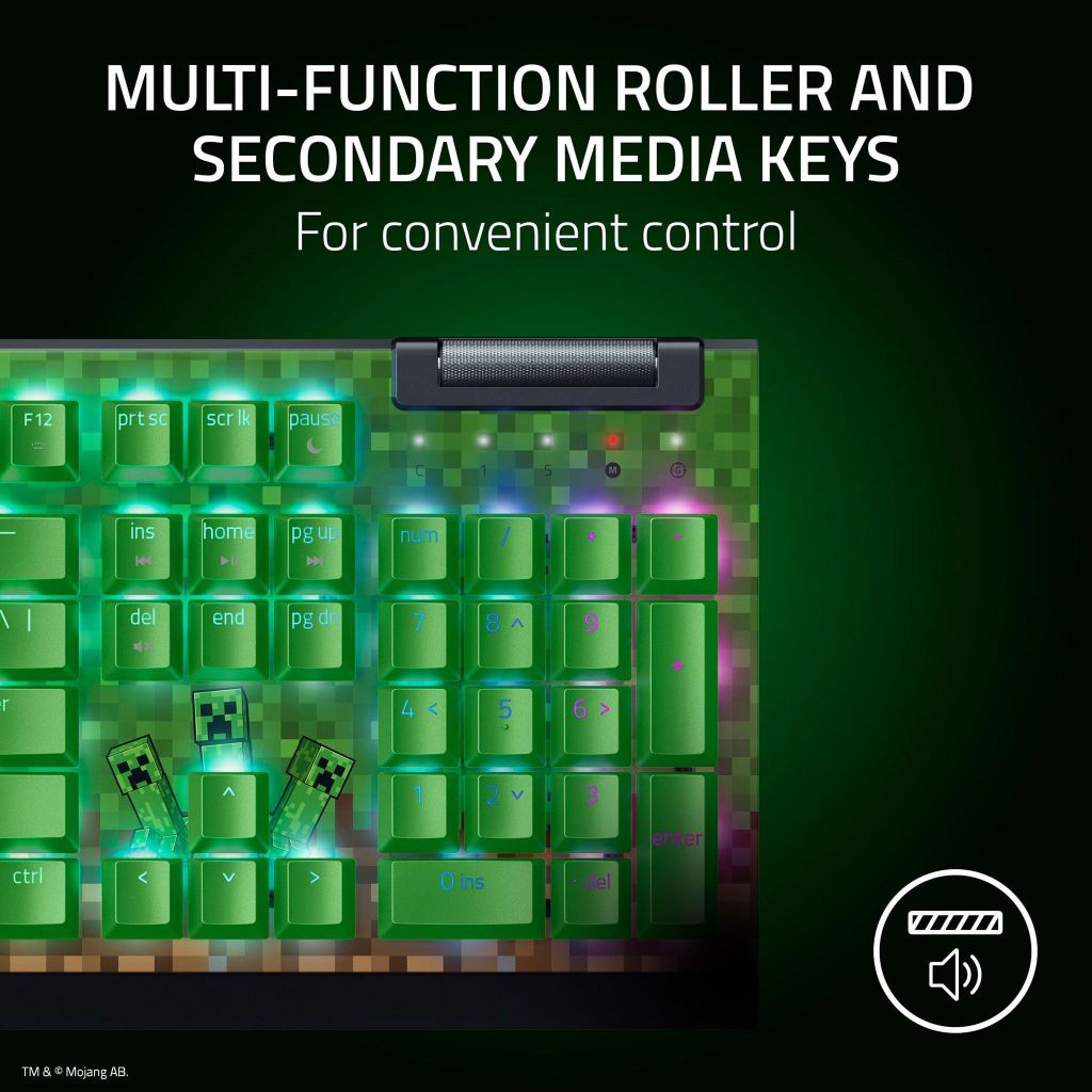 Bàn phím Razer Blackwidow V4 X (Green Sw) Minecraft