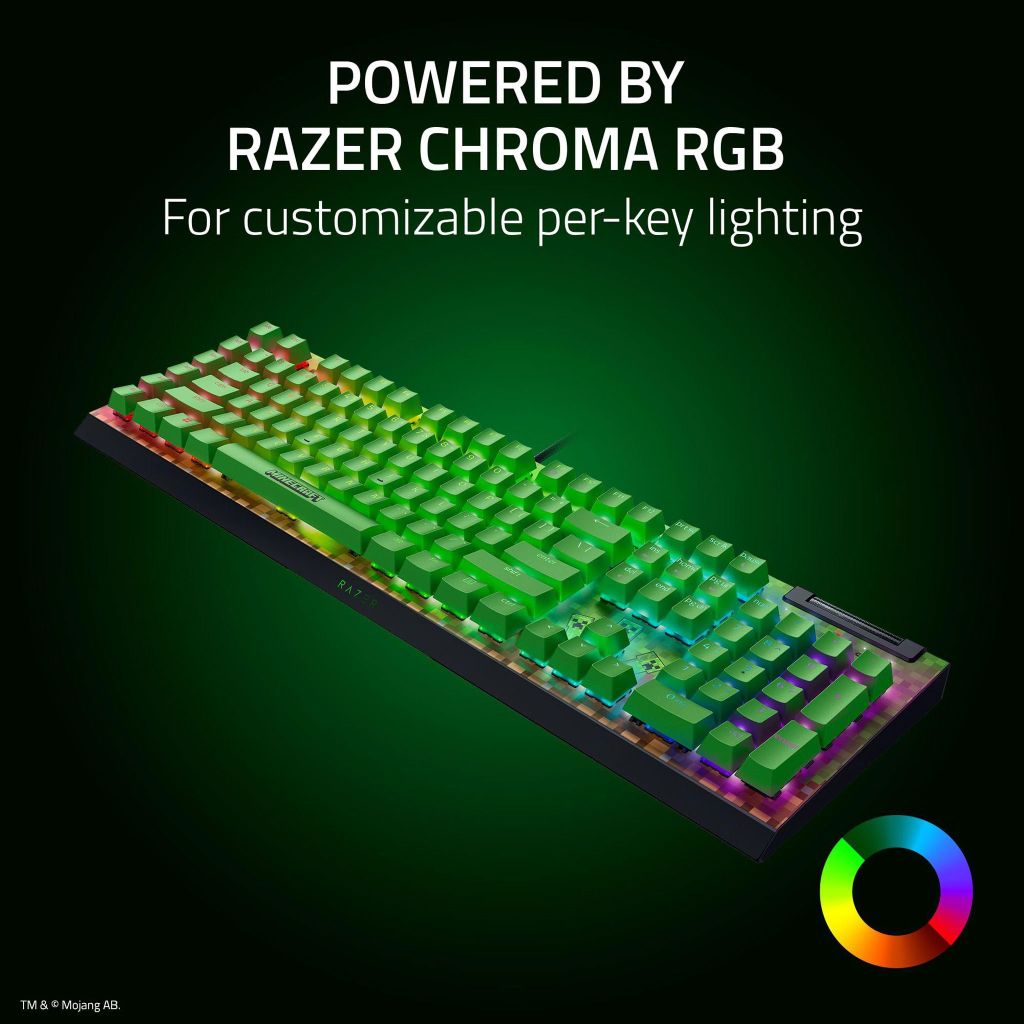 Bàn phím Razer Blackwidow V4 X (Green Sw) Minecraft