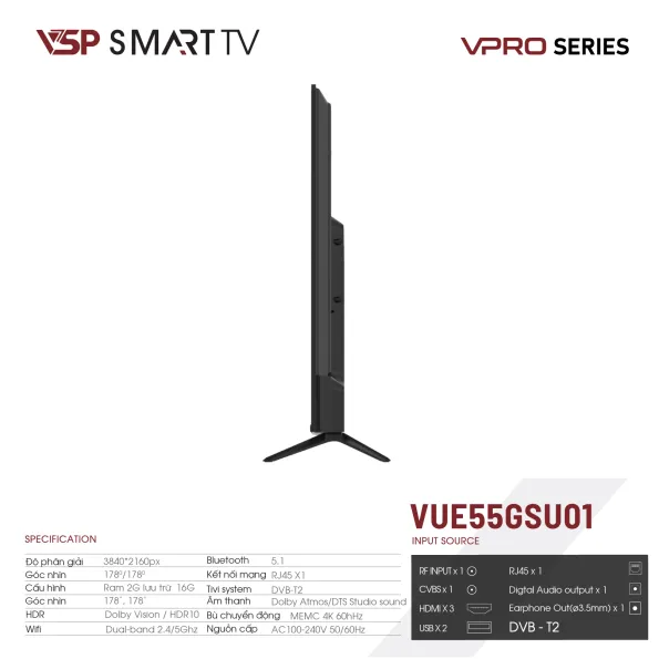 Màn hình VSP Smart Tivi 55inch VUE55GSU01 VPro 4K-UHD