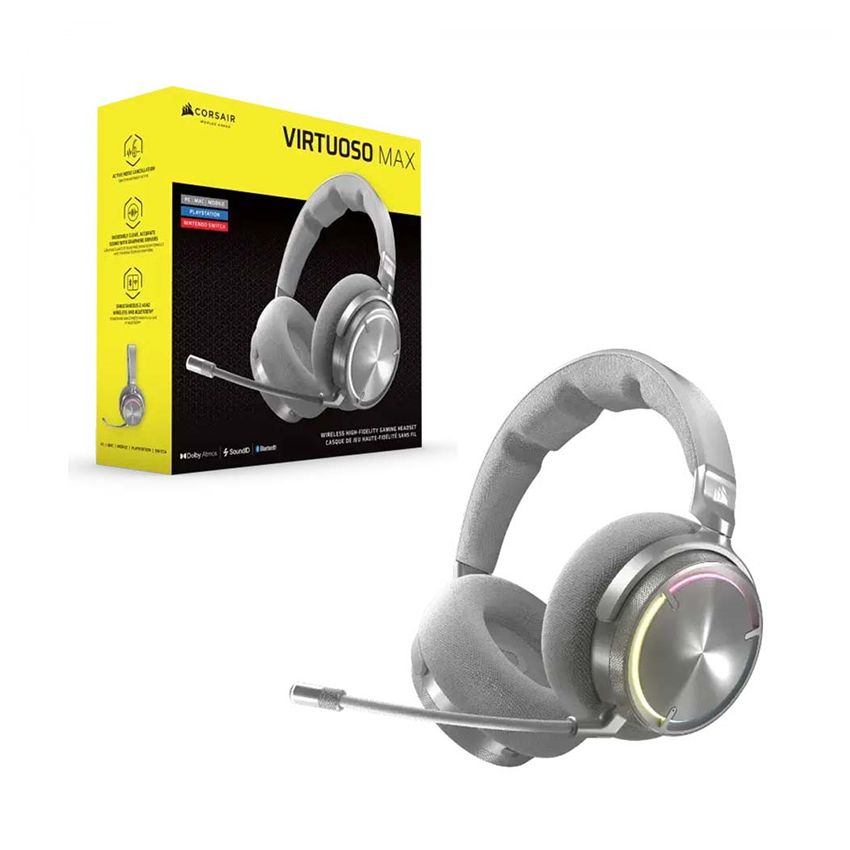 Tai Nghe Không Dây Corsair Virtuoso MAX Carbon - White