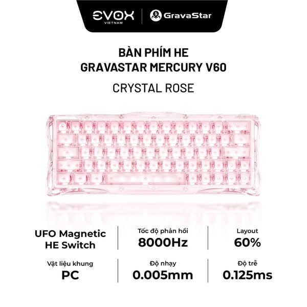  Bàn phím cơ Magnetic HE Gaming Gravastar Mercury V60 - Crystal Rose 