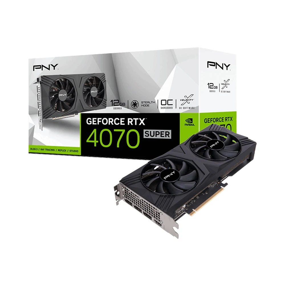 Card màn hình PNY GeForce RTX 4070 SUPER VERTO Overclocked Dual Fan 12GB GDDR6X (VCG4070S12DFXPB1-O)