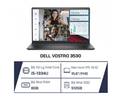 Laptop Dell Vostro 3530 | i5-1334U | Ram 8GB | SSD 512GB | 15.6 inch | FHD | Dos | Black