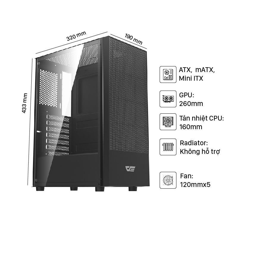 Case Gaming Darkflash A290 | ATX | Màu Đen