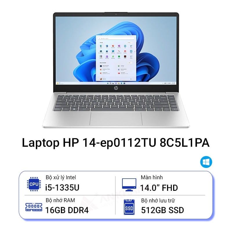 Laptop HP 14-EP0112TU 8C5L1PA | Intel Core i5 1335U | RAM 16GB | SSD 512GB | Intel Iris Xe | 14 inch FHD