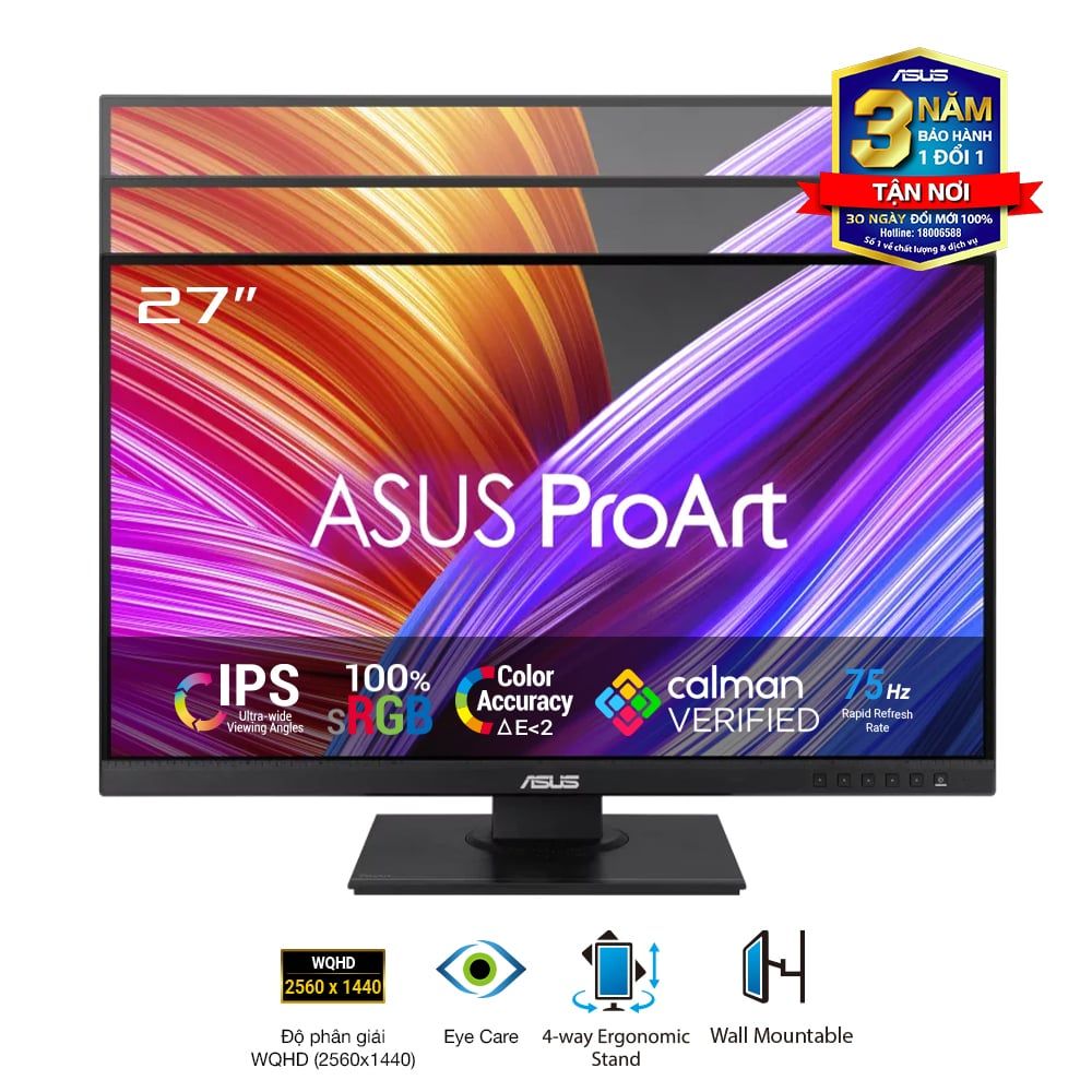 Màn hình đồ họa ASUS ProArt PA278QEV | 27 inch | IPS | 2K | 75Hz | 5ms