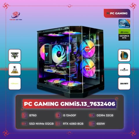 PC GAMING GNMi5.13_7632406 | i5 13400F | RTX 4060 8GB | RAM 32GB | SSD 512GB | PSU 650W | CUBI M ATX
