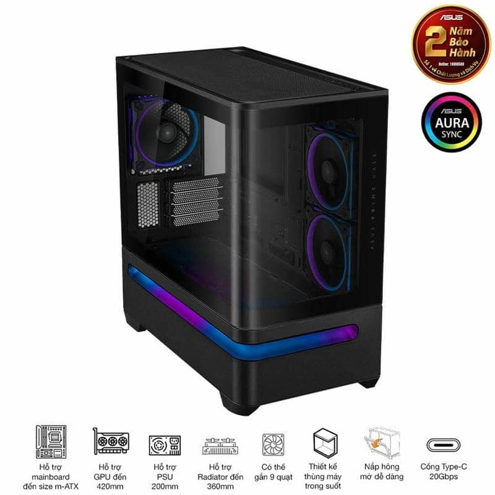 CASE ASUS PRIME AP202 TG BLACK M-ATX