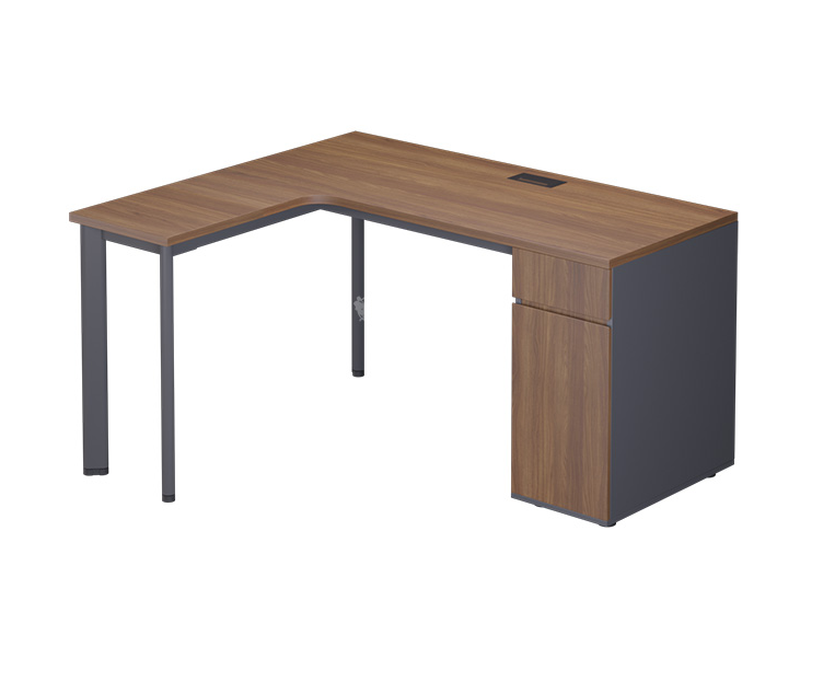 Bàn Chữ L chân vuông 1 Tủ 120x180x60