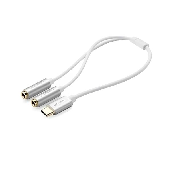 Cáp chuyển USB Type C To 2 cổng 3.5mm Ugreen 30732 (Dài 20cm, Trắng)