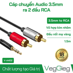 Jack âm thanh 3.5 VegGieg V-A402 (1 ra 2 hoa sen)