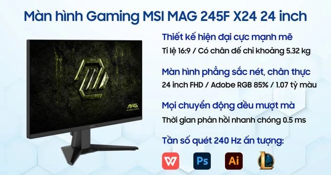 Màn hình MSI MAG 245F X24 | 24 inch | FHD | IPS | 240Hz | HDR