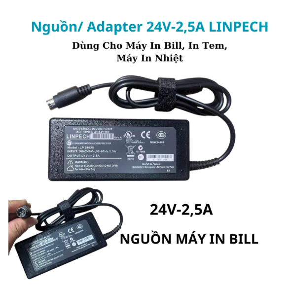 Adapter máy in hóa đơn LINPECH 24V 2.5A