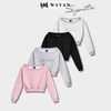 Áo nỉ Sweater croptop trễ vai thêu Loud in Silence - WANT20 