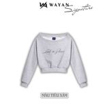  Áo nỉ Sweater croptop trễ vai thêu Loud in Silence - WANT20 