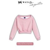  Áo nỉ Sweater croptop trễ vai thêu Loud in Silence - WANT20 