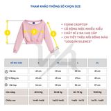  Áo nỉ Sweater croptop trễ vai thêu Loud in Silence - WANT20 