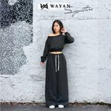  Quần nỉ Unisex ống rộng họa tiết thêu nổi Loud in silence - WQNT21 