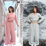  Quần nỉ Unisex ống rộng họa tiết thêu nổi Loud in silence - WQNT21 