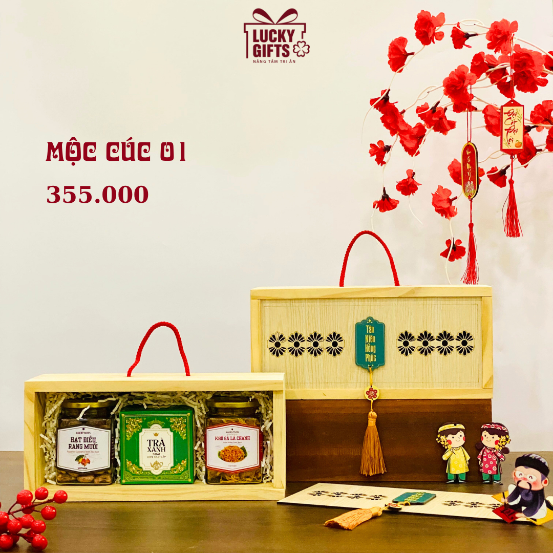  Hộp quà Tết Mộc Cúc 01 - quà Tết doanh nghiệp, tri ân khách hàng | LuckyGifts 