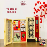  Hộp quà Tết Tứ Cúc 01 – Hộp quà Tết doanh nghiệp bằng gỗ | LuckyGifts 