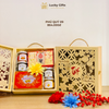 Hộp quà Tết Phú Quý 09 – Hộp gỗ, snack hiện đại, không rượu