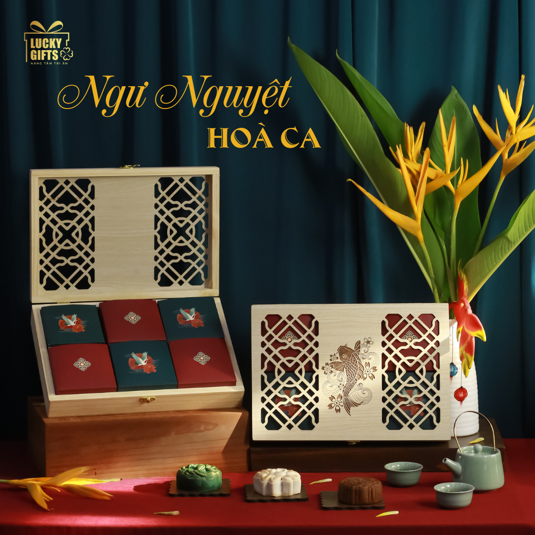 Ngư Nguyệt Hòa Ca 1 - Hộp bánh Trung Thu 6 vị tặng khách VIP