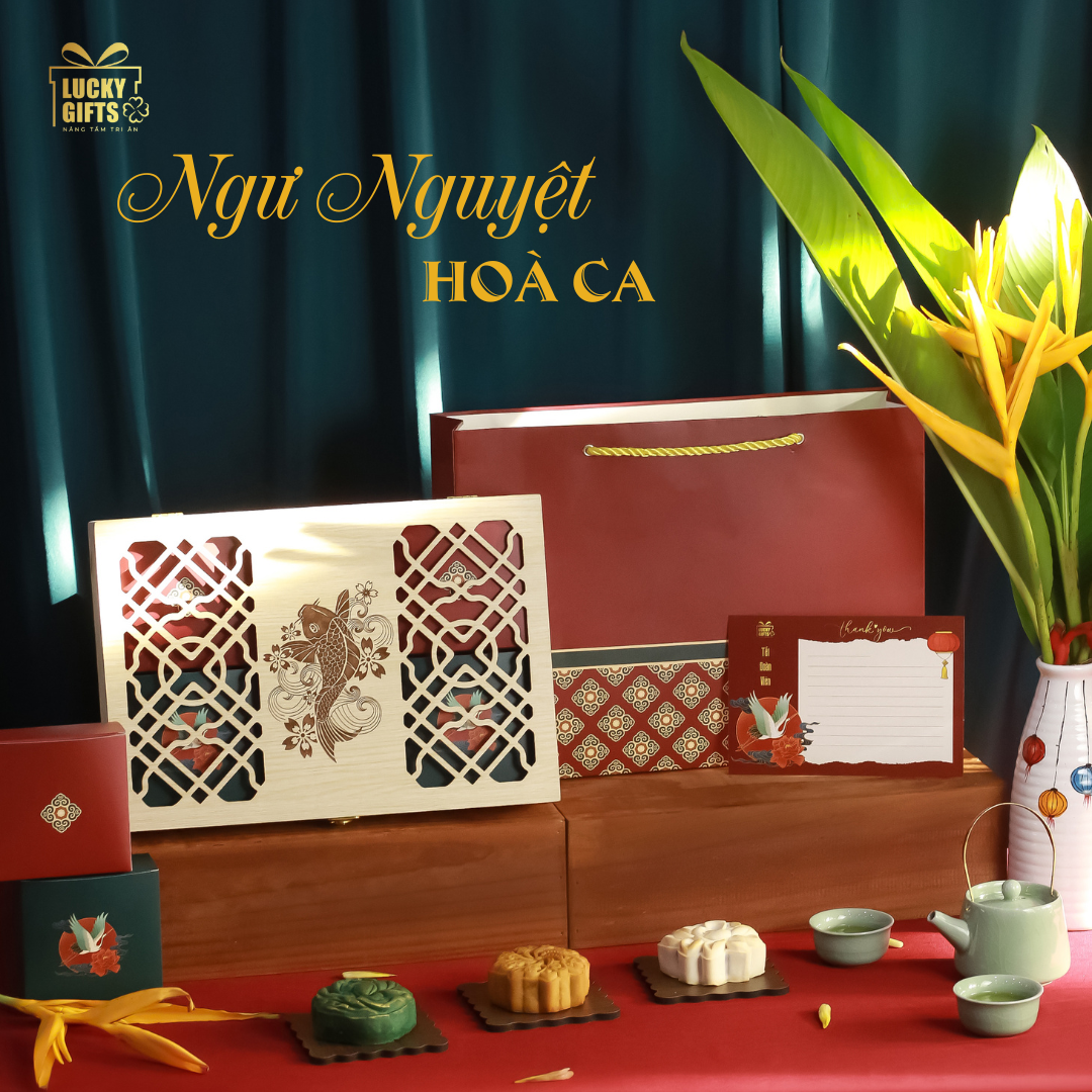 Ngư Nguyệt Hòa Ca 2 - Hộp Trung Thu 6 bánh hiện đại – tặng khách doanh nghiệp