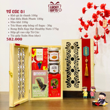  Hộp quà Tết Tứ Cúc 01 – Hộp quà Tết doanh nghiệp bằng gỗ | LuckyGifts 