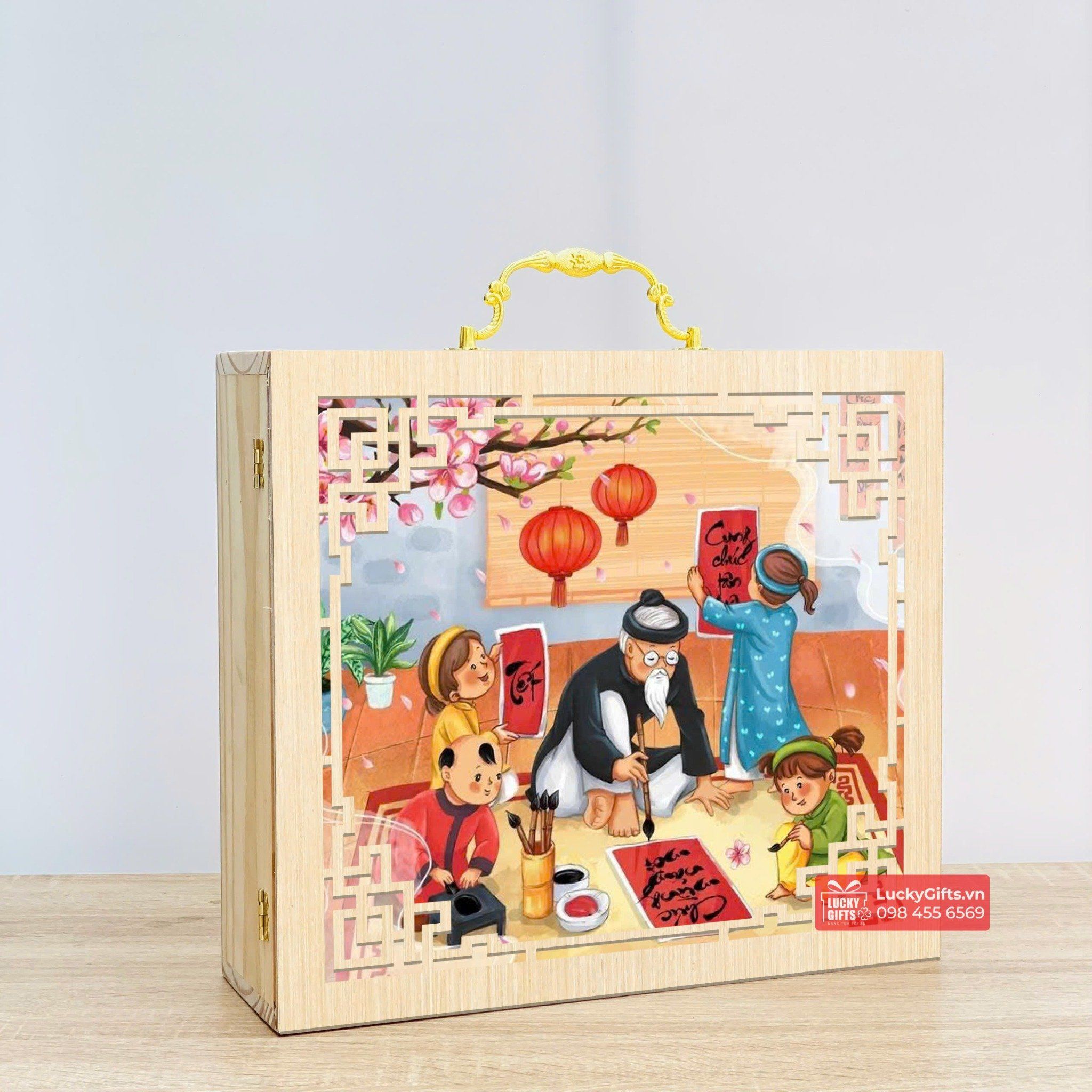  Hộp gỗ thông đựng quà Tết 2026 tết xưa - LuckyGifts 