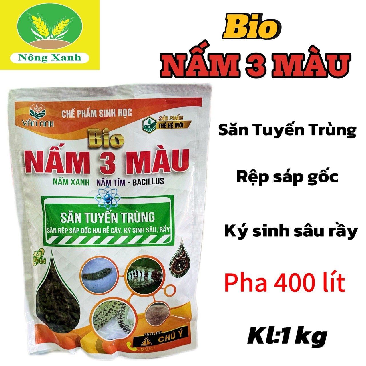  Bio nấm 3 màu (1kg) săn tuyên trùng ,rệp sáp gốc,kí sinh sâu rầy 