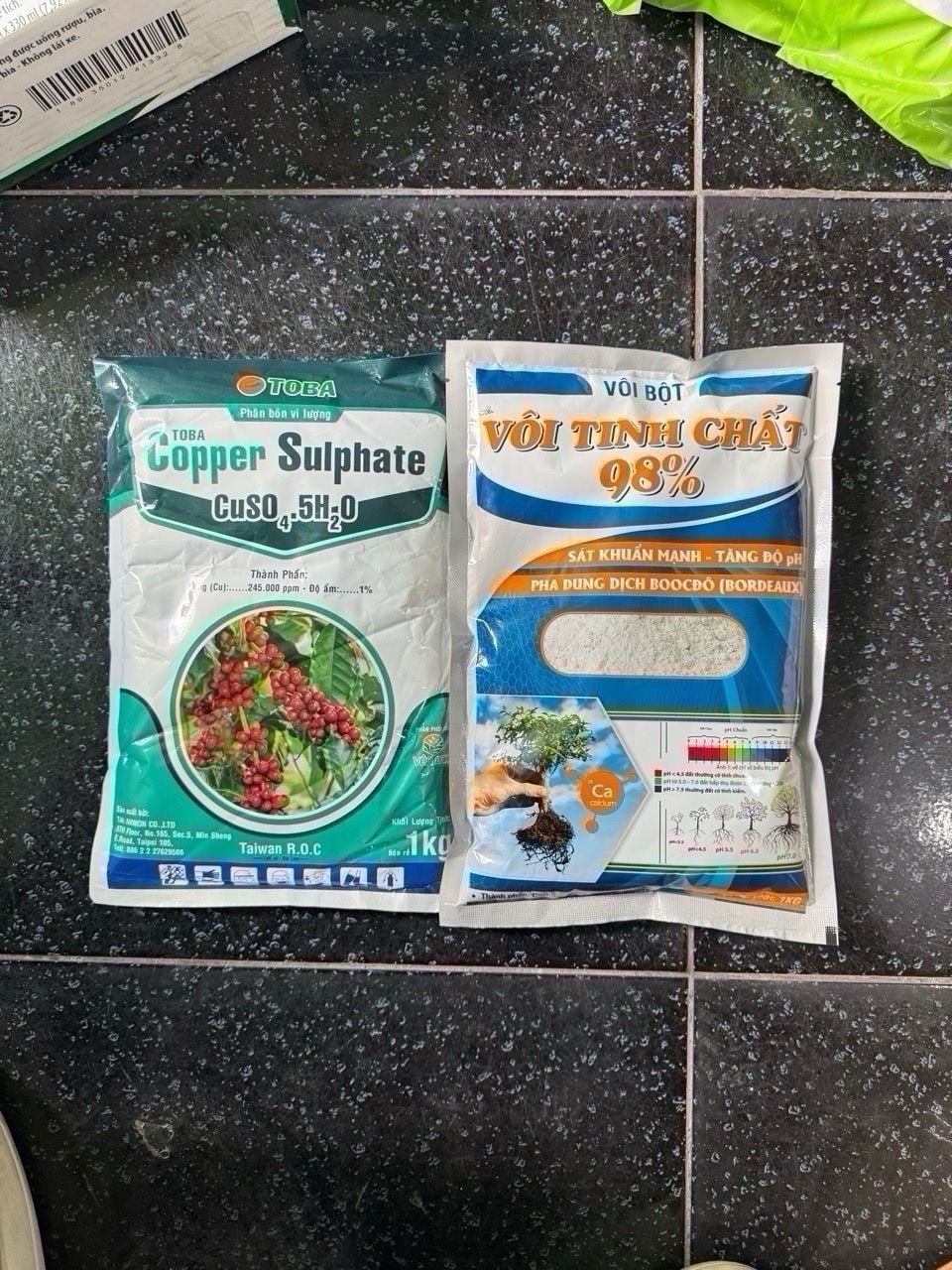  combo bocdo (1 kg đồng sunphat+ 1 kg vôi) quản lí nấm,thán thử,rỉ sắt rửa vườn sau khi thu hoạch 