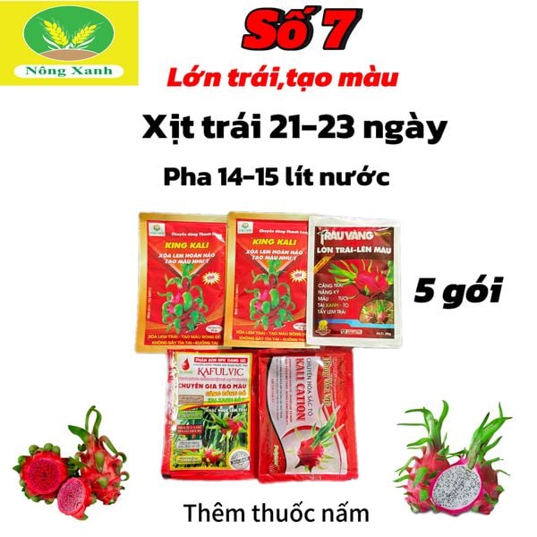  Chuyên dùng cho thanh long, Bộ số 7 (lớn trái,tạo màu)xịt trái 21-23 ngày 