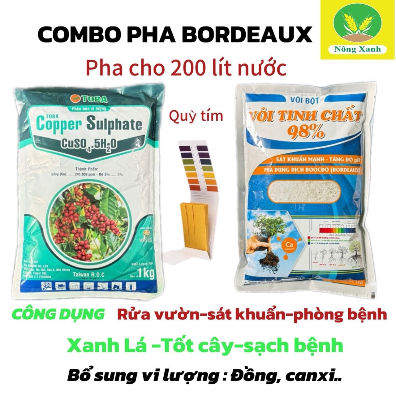  combo bocdo (1 kg đồng sunphat+ 1 kg vôi) quản lí nấm,thán thử,rỉ sắt rửa vườn sau khi thu hoạch 
